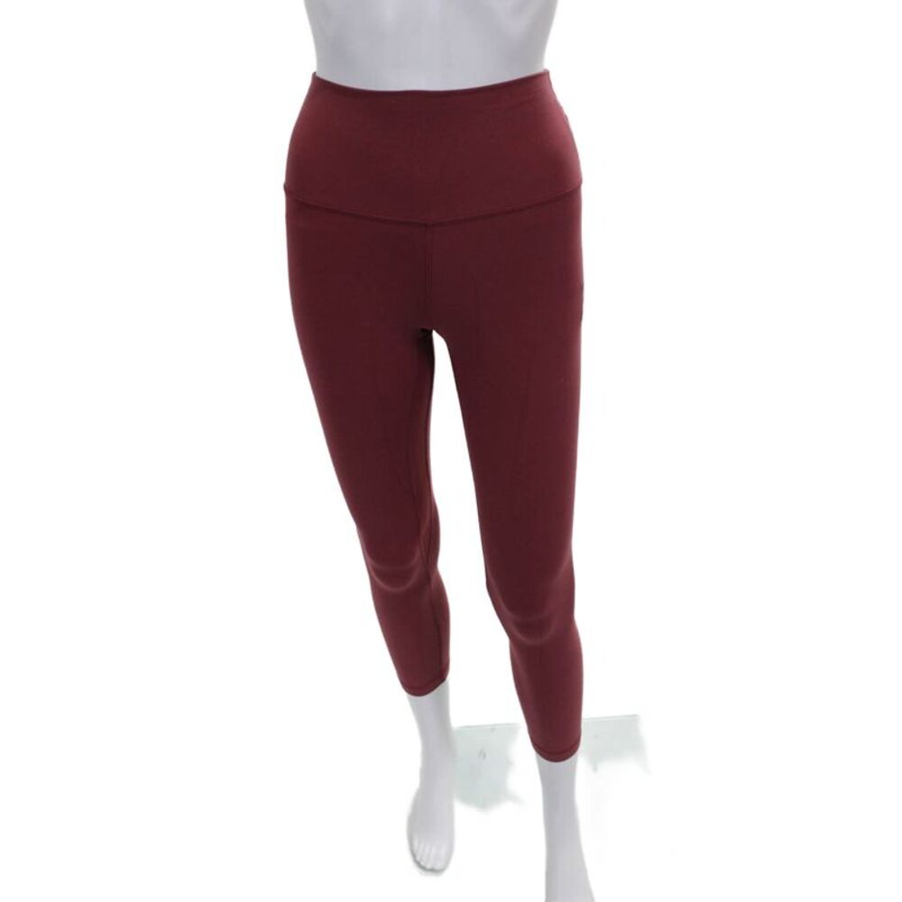 Lululemon Womens Cropped Red Polyester Blend Solid Leggings Size S